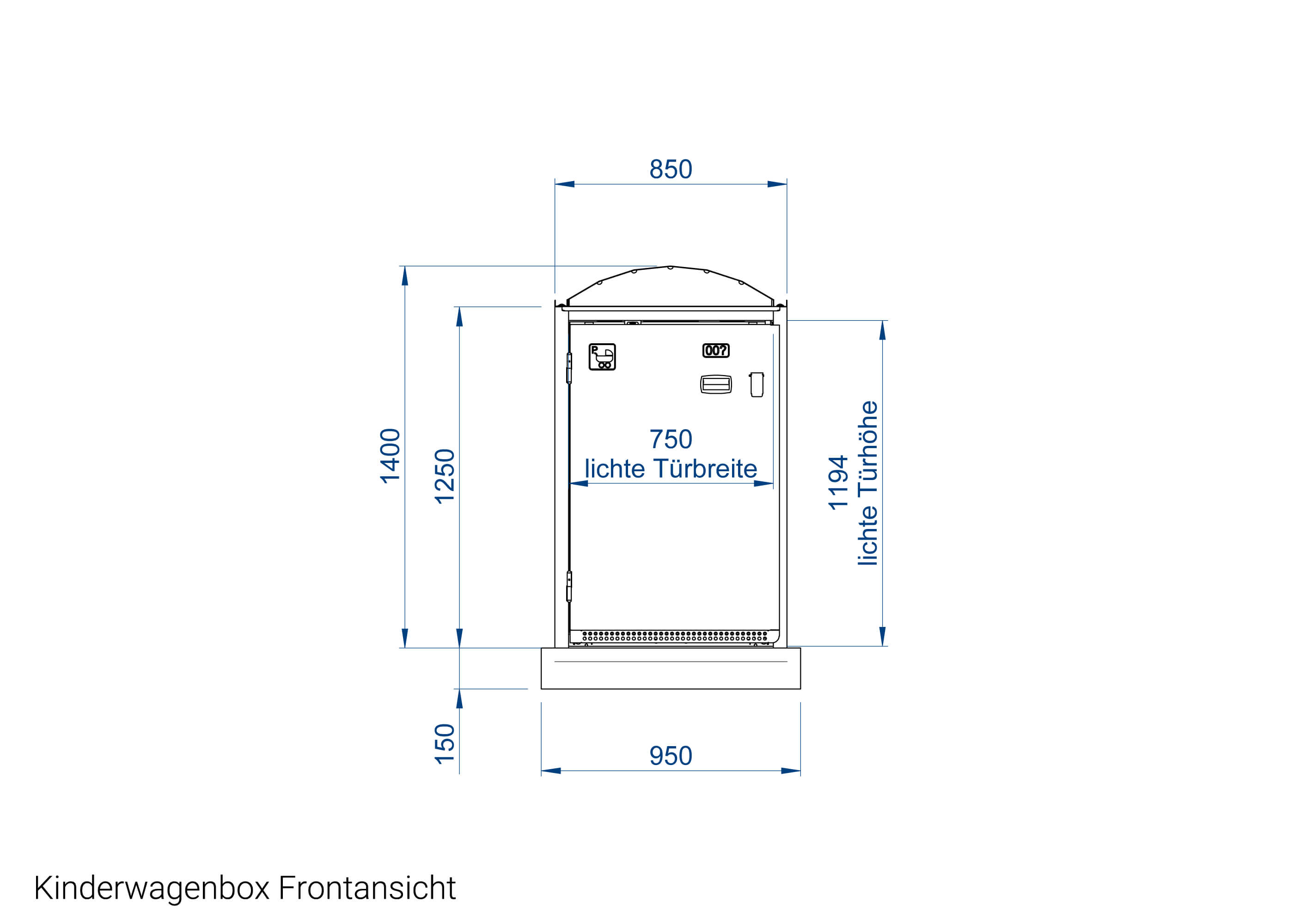 Kinderwagenbox Frontansicht Zeichnung Kinderwagenbox Frontansicht Zeichnung