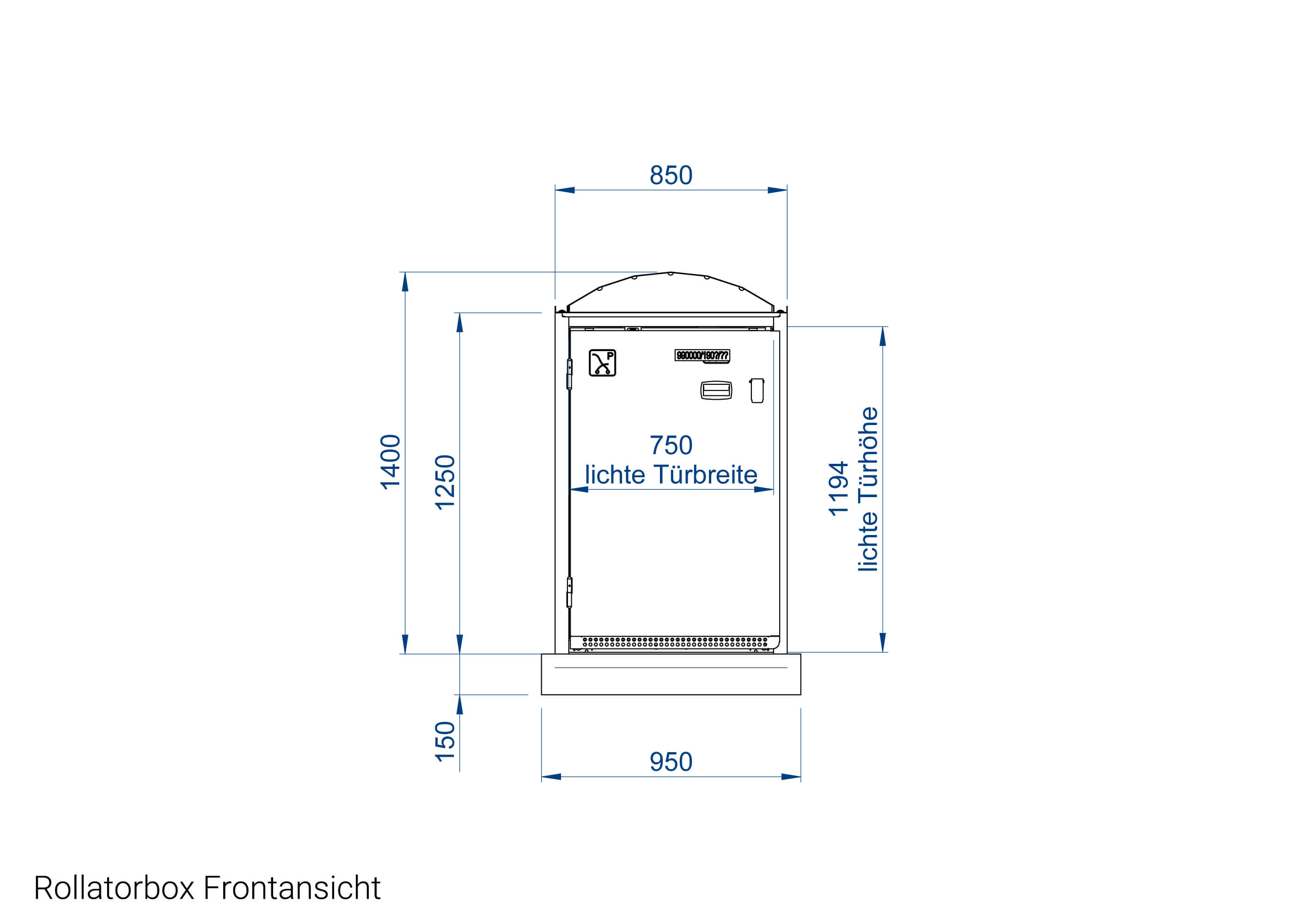 Rollatorbox Frontansicht Zeichnung Rollatorbox Frontansicht Zeichnung