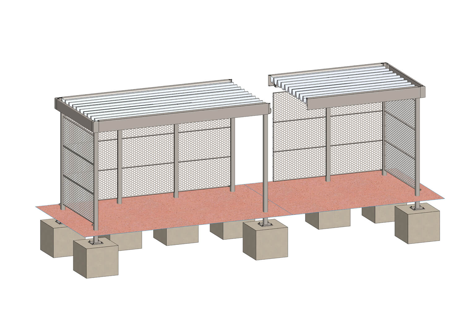 Überdachung mit Wandmodulen Überdachung mit Wandmodulen